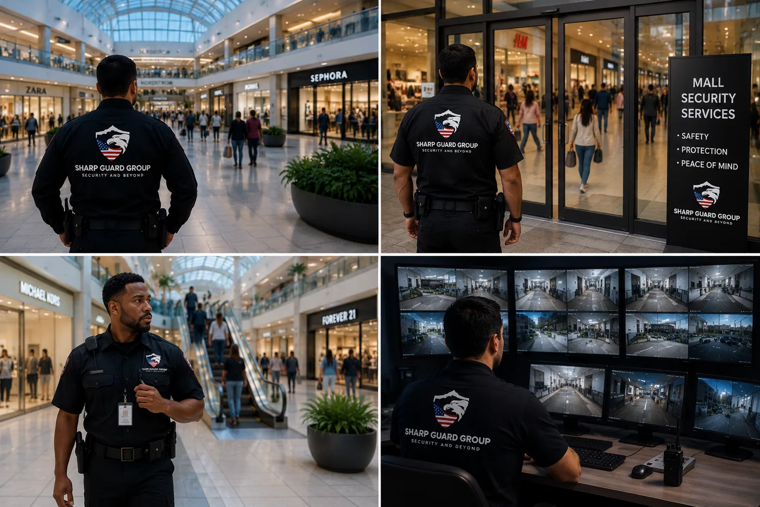 Sharp Guard Group mall security guard on duty in Los Angeles